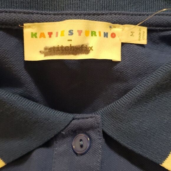 𝅺Stitch Fix |‎ Katie Sturino Blue with White Racer Stripe Polo Top Size M NWOT - Picture 4 of 5